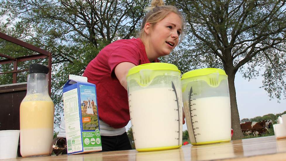 Er was vette melk met veel eiwit, en afgeroomde melk. Het verschil was ook voor de kinderen waarneembaar.