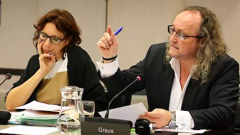 PVV'er Dion Graus (rechts op de foto) pleit al jaren voor de afbouw van 'de bio-industrie' en dus voor een forse vermindering van de veestapel.