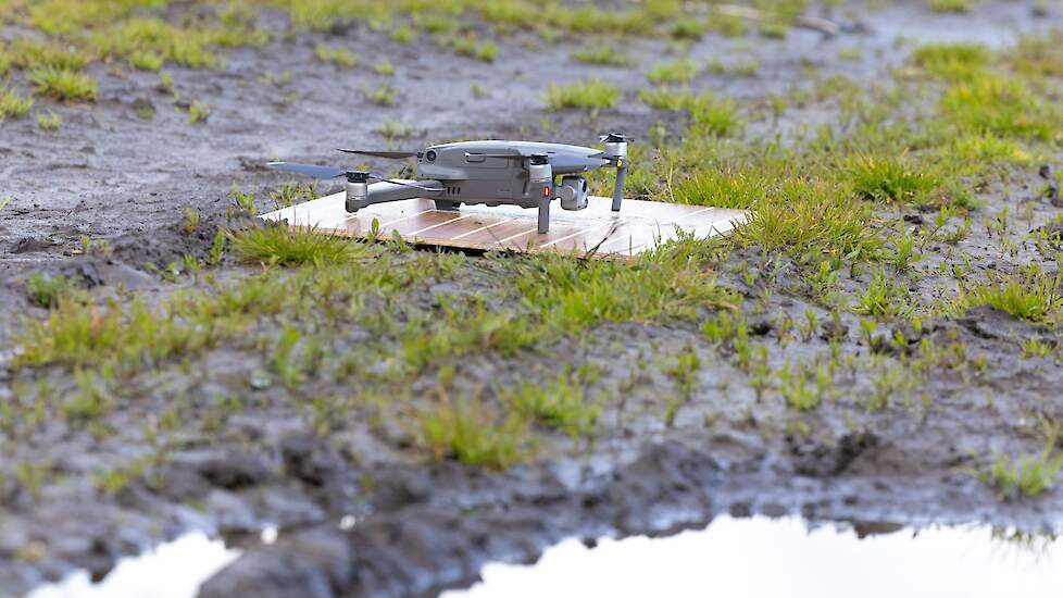 Het is het tweede jaar dat de drone van Collectief Noordwest Overijssel door de Blankenhammerpolder vliegt om nesten te zoeken.
